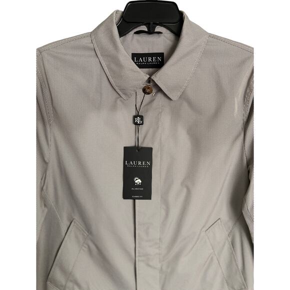 Lauren Ralph Lauren Coat Men's 38R Raincoat Stanza Cream Brown Houndstooth NEW - Picture 2 of 11